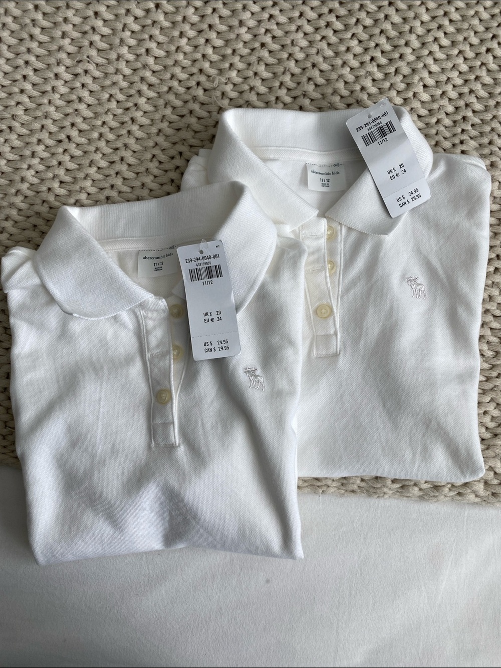 abercrombie kids White Polo Shirt Pair with Embroidered Logo